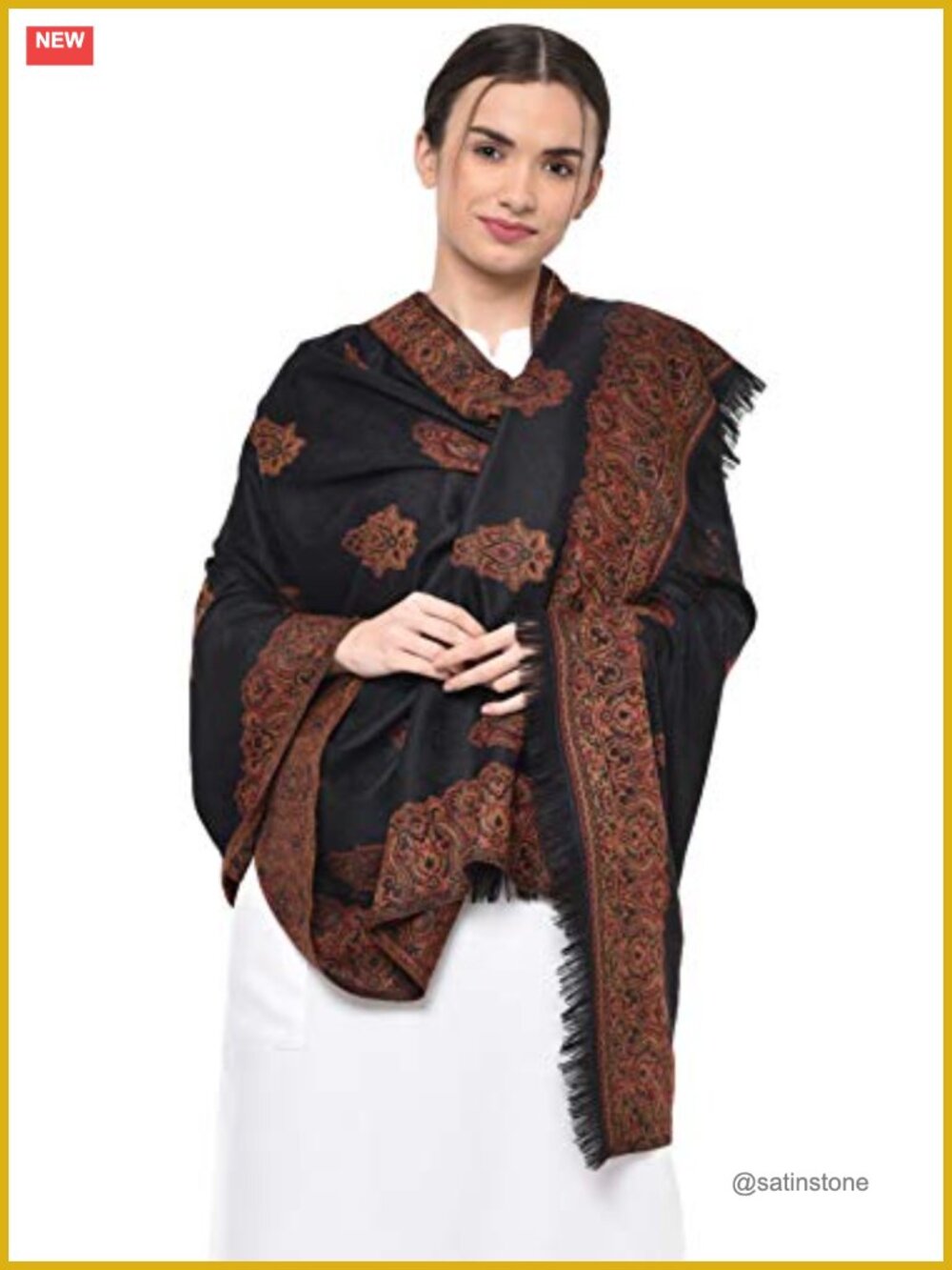 Pashmina Wool Blend Shawl Wrap Large 40x80 Woven Scarf